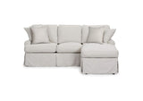 SU-117678-220591 Sunset Trading Horizon Slipcovered Sleeper Sofa with Reversible Chaise| Light Grayÿ