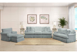 SU-117620-30-391043 Sunset Trading Horizon Slipcovered T-Cushion Chair with Ottoman | Performance Fabric Washable Water-Resistant Stain-Proof | Ocean Blue