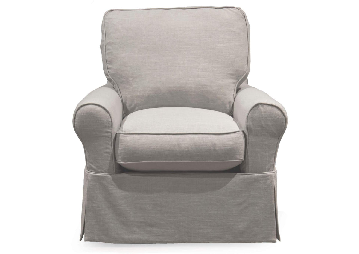 SU-114993-220591 Sunset Trading Horizon Slipcovered Swivel Rocking Chair | Light Gray