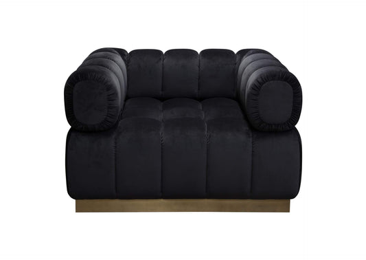 Image Low Profile Chair in Black Velvet w/ Brushed Gold Base by Diamond Sofa