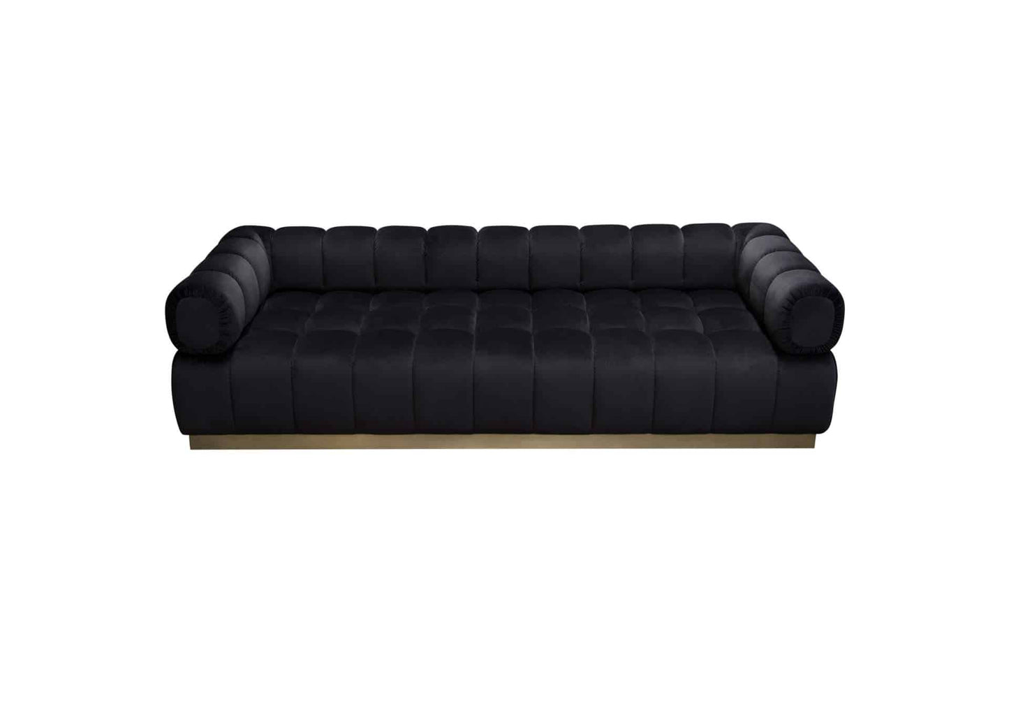Image Low Profile Sofa In Black Velvet W/ Brushed Gold Base