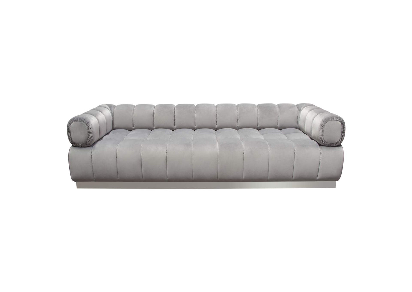 Image Low Profile Sofa in Platinum Grey Velvet w/ Brushed Silver Base by Diamond Sofa