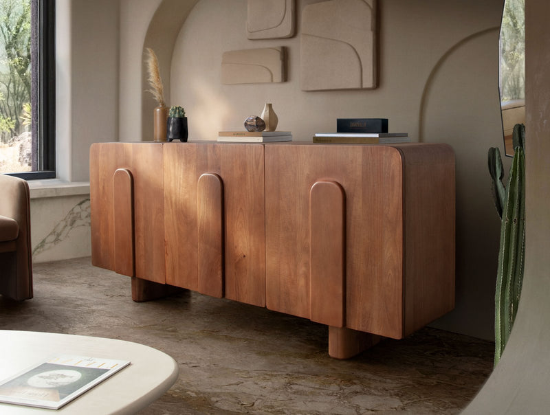 Indigo Solid Wood 3-Door Sideboard