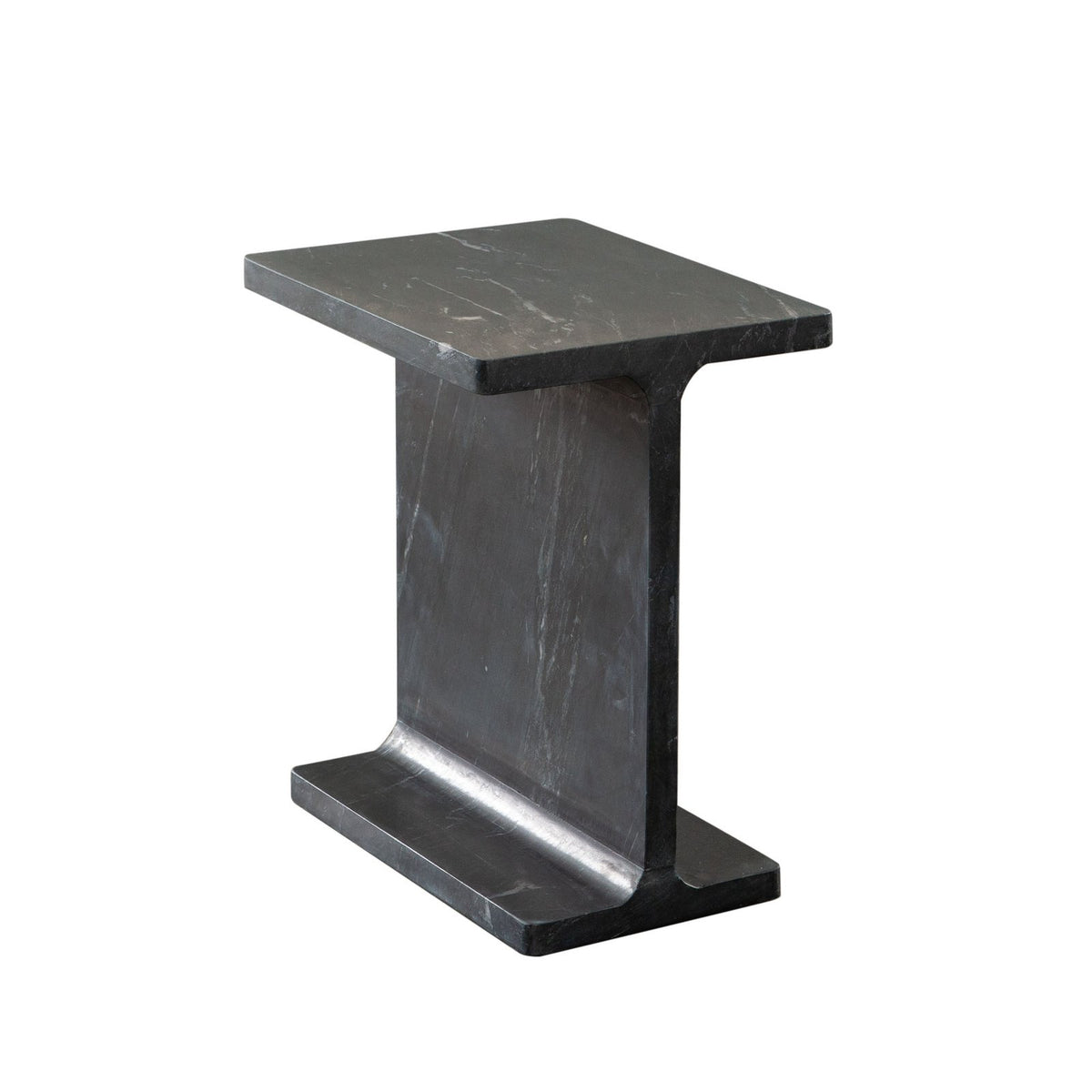 Iris I-Beam Accent Table in Genuine Black Marquine Marble