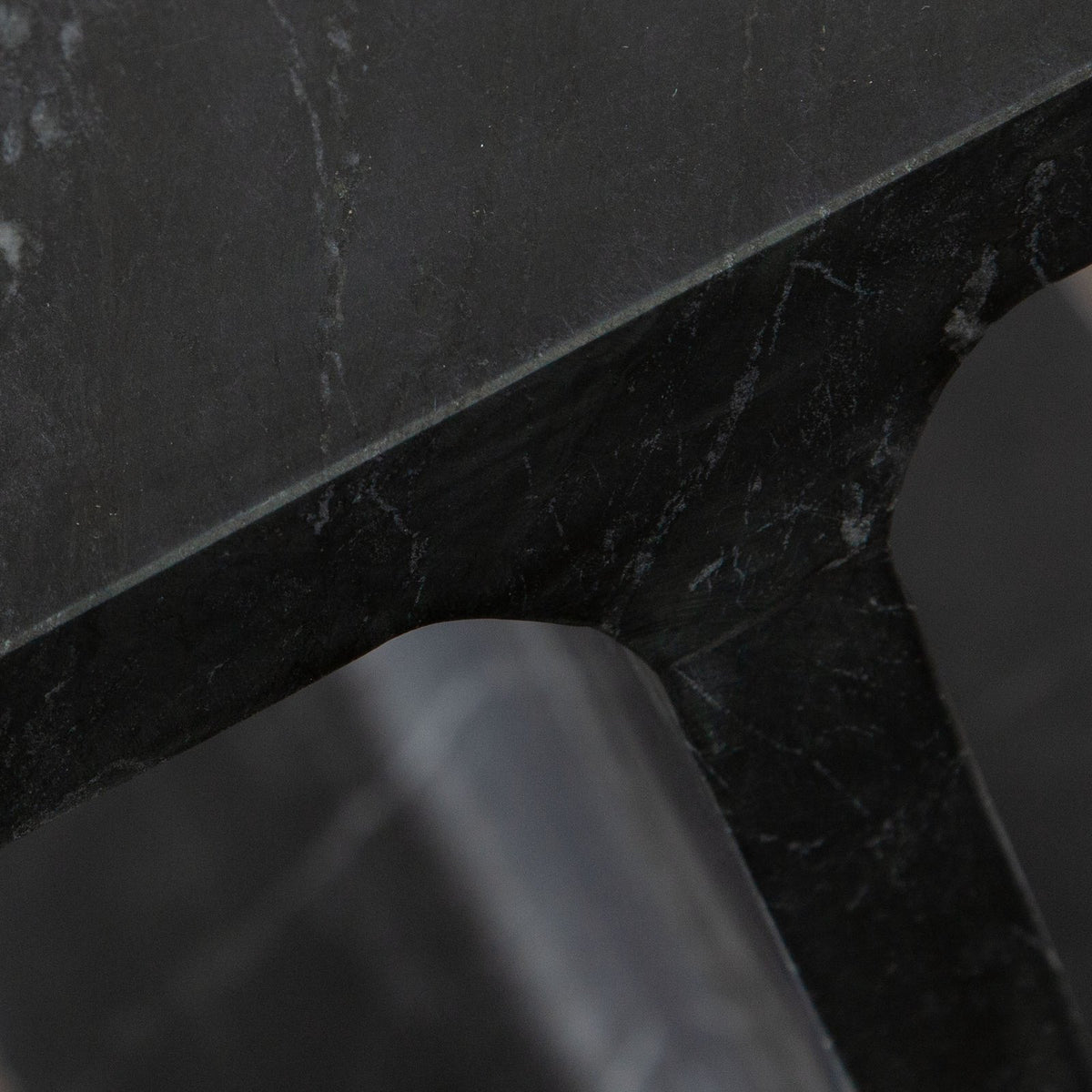Iris I-Beam Accent Table in Genuine Black Marquine Marble