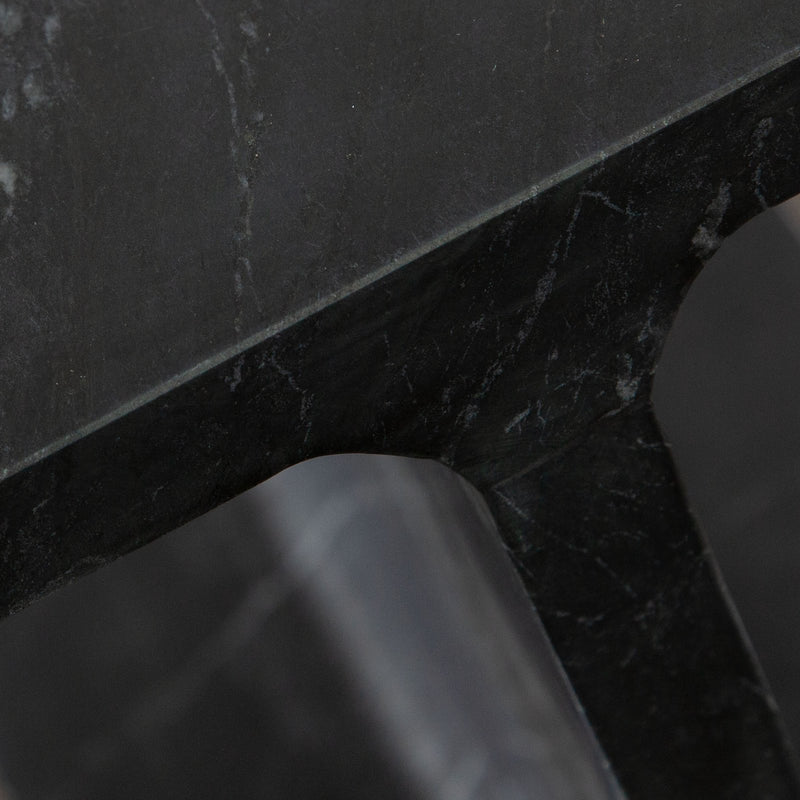 Iris I-Beam Accent Table in Genuine Black Marquine Marble