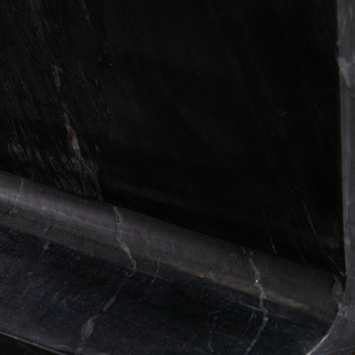 Iris I-Beam Accent Table in Genuine Black Marquine Marble