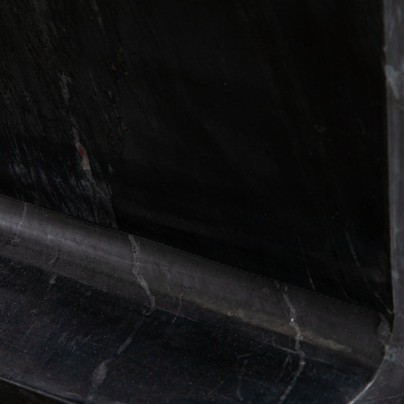 Iris I-Beam Accent Table in Genuine Black Marquine Marble