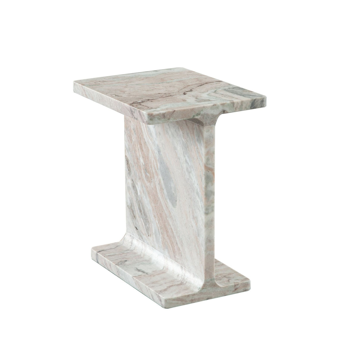 Iris I-Beam Accent Table in Genuine Natural Marble
