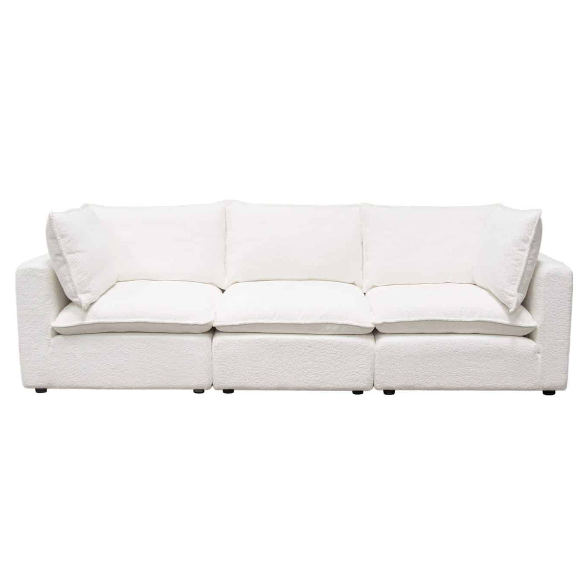 Ivy 3-piece Modular Sofa In White Faux Shearling W/ Feather Down Seating
