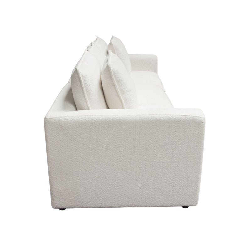 Ivy 3-piece Modular Sofa In White Faux Shearling W/ Feather Down Seating
