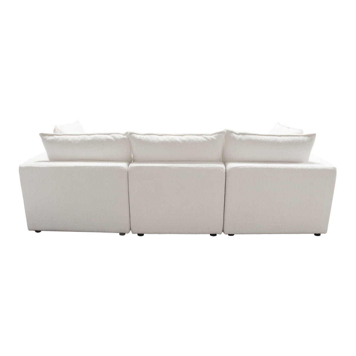 Ivy 3-piece Modular Sofa In White Faux Shearling W/ Feather Down Seating
