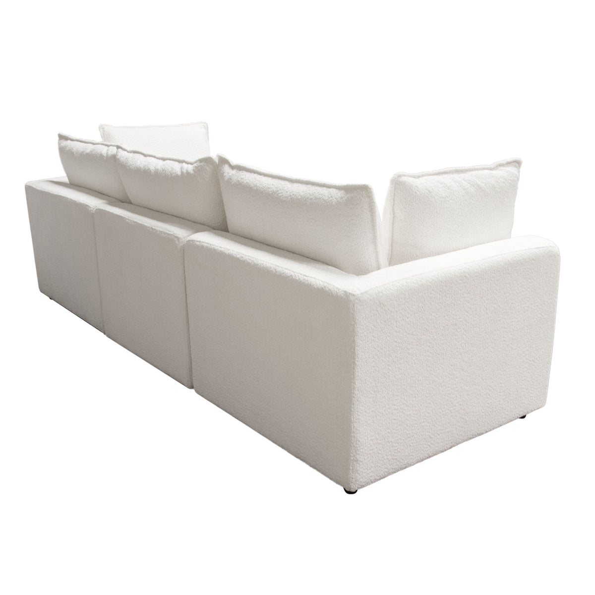 Ivy 3-piece Modular Sofa In White Faux Shearling W/ Feather Down Seating