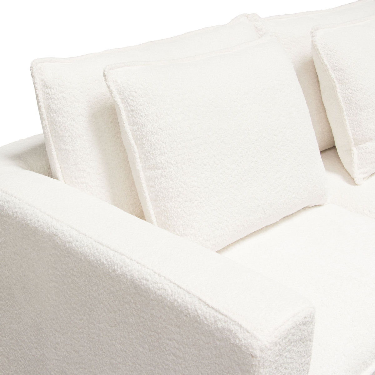 Ivy 3-piece Modular Sofa In White Faux Shearling W/ Feather Down Seating