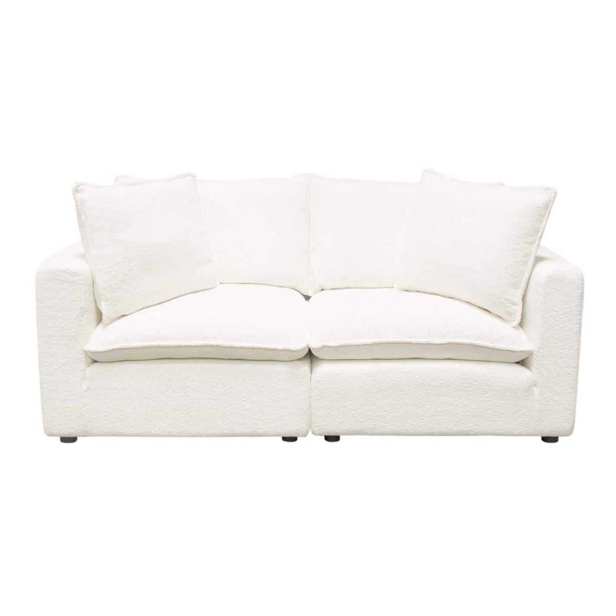 Ivy 2-piece Modular Sofa In White Faux Shearling W/ Feather Down Seating