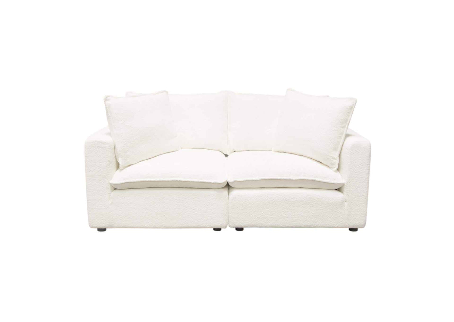 Ivy 2-piece Modular Sofa In White Faux Shearling W/ Feather Down Seating