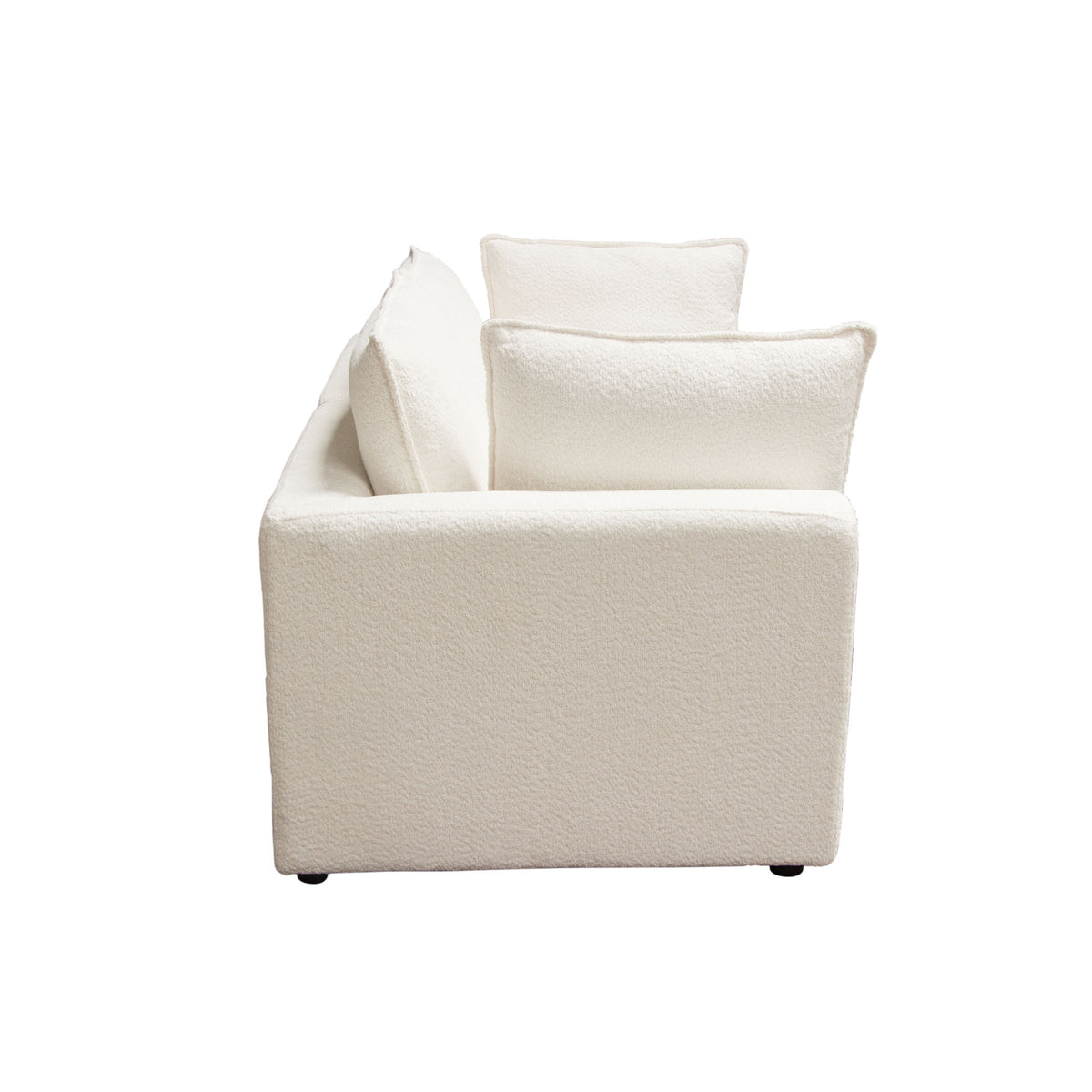 Ivy 2-piece Modular Sofa In White Faux Shearling W/ Feather Down Seating