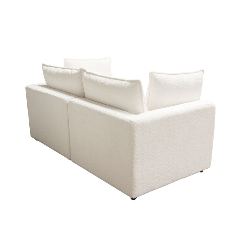 Ivy 2-piece Modular Sofa In White Faux Shearling W/ Feather Down Seating