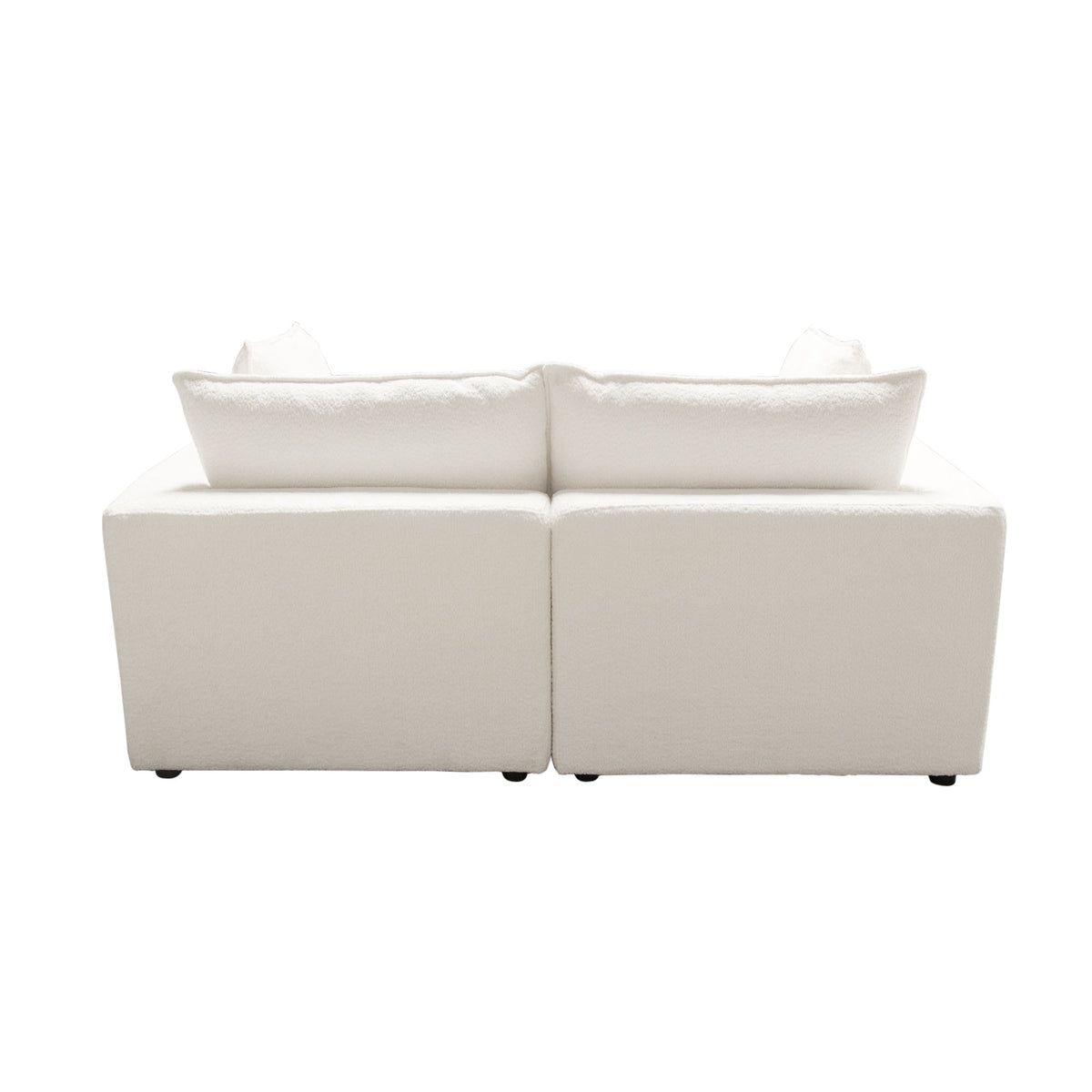 Ivy 2-piece Modular Sofa In White Faux Shearling W/ Feather Down Seating