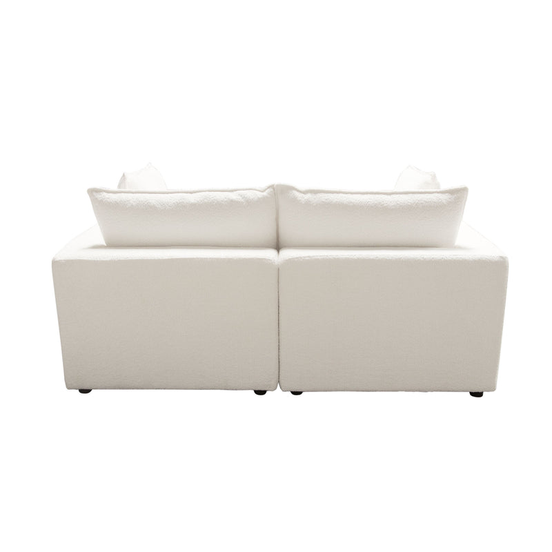 Ivy 2-piece Modular Sofa In White Faux Shearling W/ Feather Down Seating
