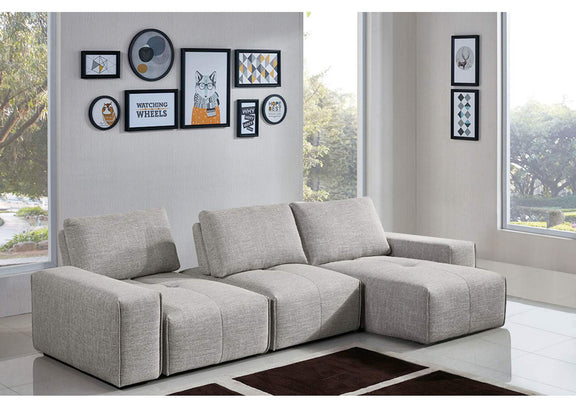 JAZZ2AC1CA2ARLB Jazz Modular 3-seater Chaise Sectional With Adjustable Backrests In Light Brown Fabric