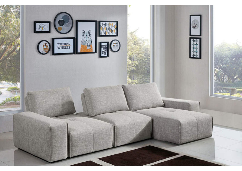 JAZZ2AC1CA2ARLB Jazz Modular 3-seater Chaise Sectional With Adjustable Backrests In Light Brown Fabric