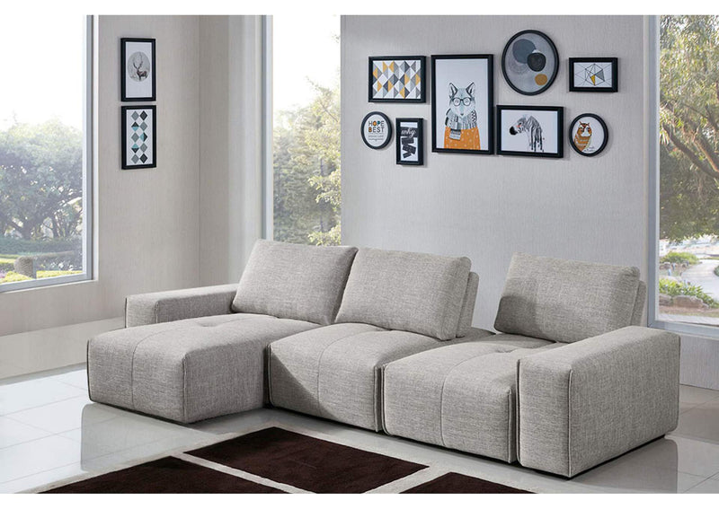 JAZZ2AC1CA2ARLB Jazz Modular 3-seater Chaise Sectional With Adjustable Backrests In Light Brown Fabric