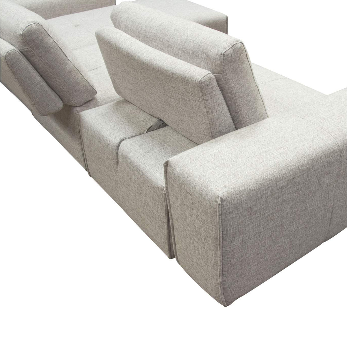 JAZZ2AC1CA2ARLB Jazz Modular 3-seater Chaise Sectional With Adjustable Backrests In Light Brown Fabric