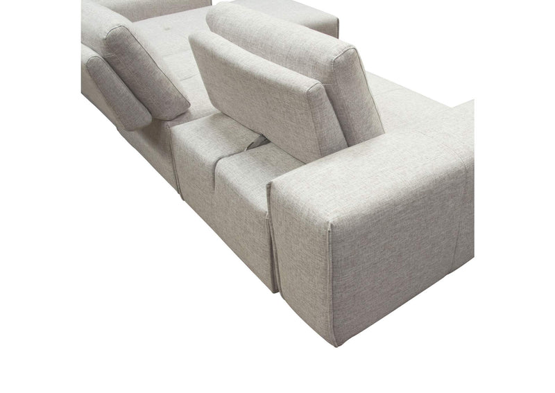 JAZZ2AC1CA2ARLB Jazz Modular 3-seater Chaise Sectional With Adjustable Backrests In Light Brown Fabric