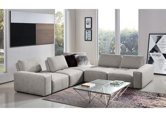 JAZZ4AC1SC2ARLB Jazz Modular 5-seater Corner Sectional With Adjustable Backrests In Light Brown Fabric