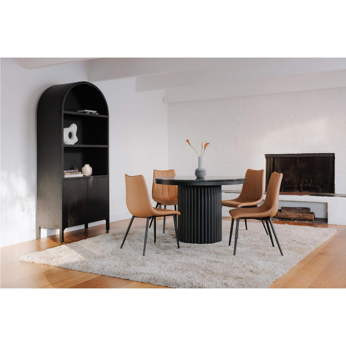 JD-1034-02-0 Tower Dining Table Black Marble