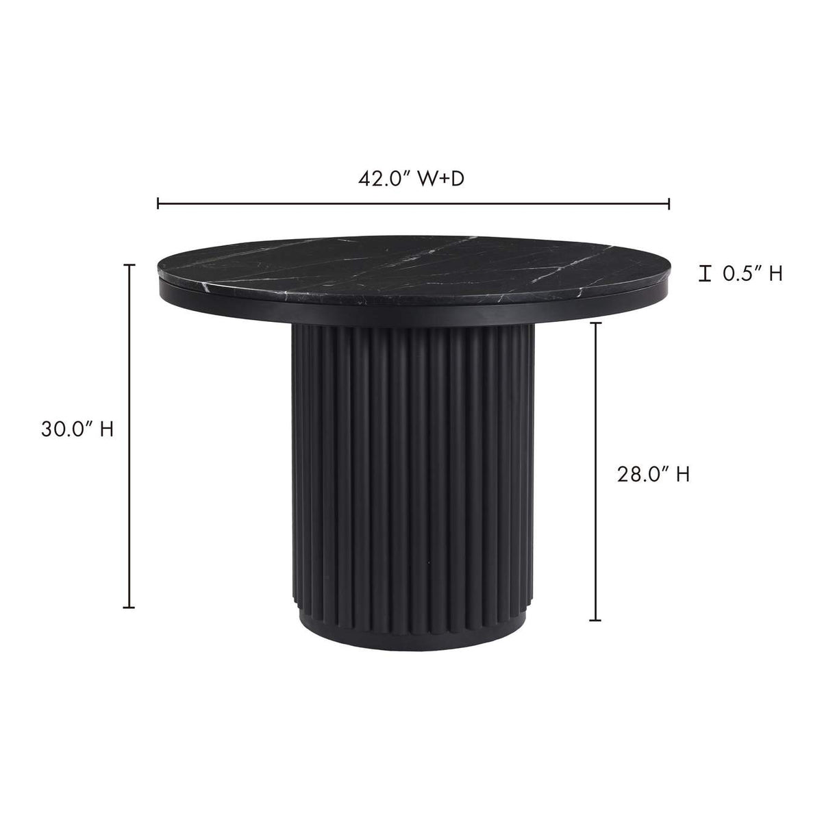 JD-1034-02-0 Tower Dining Table Black Marble