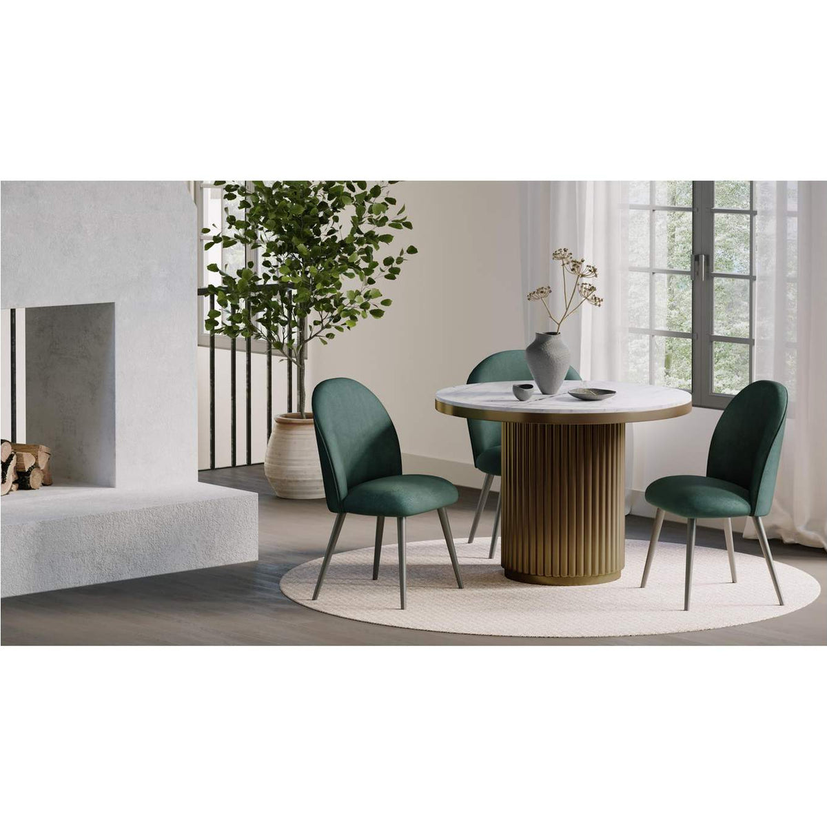 JD-1034-51-0 Tower Dining Table White Marble