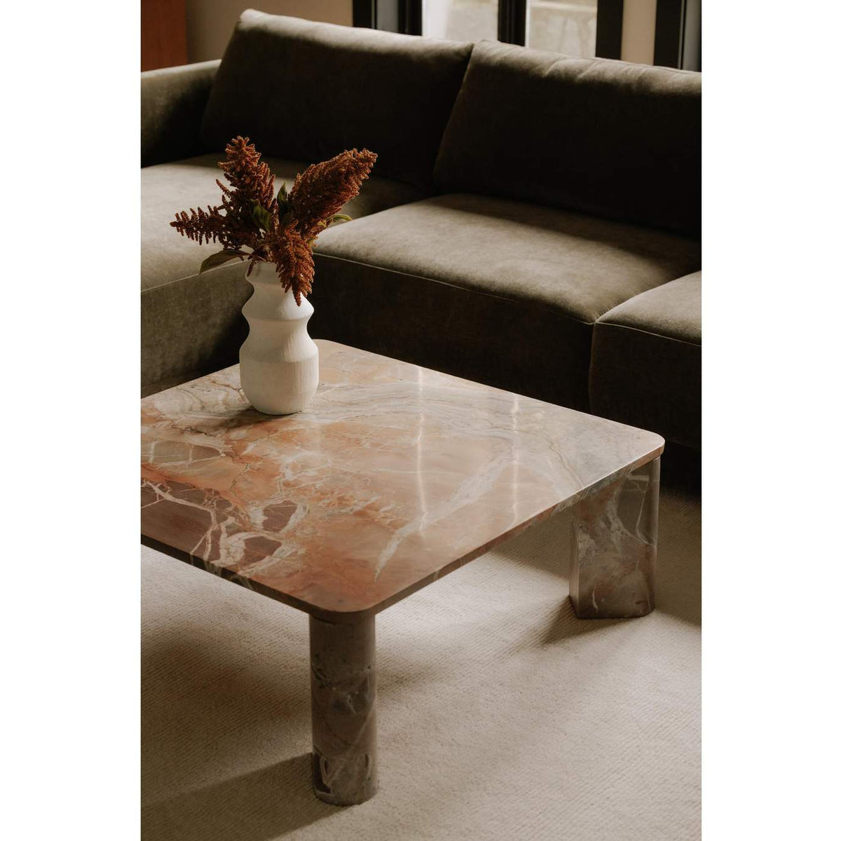 JD-1048-12-0 Segment Coffee Table Orange Levante Marble