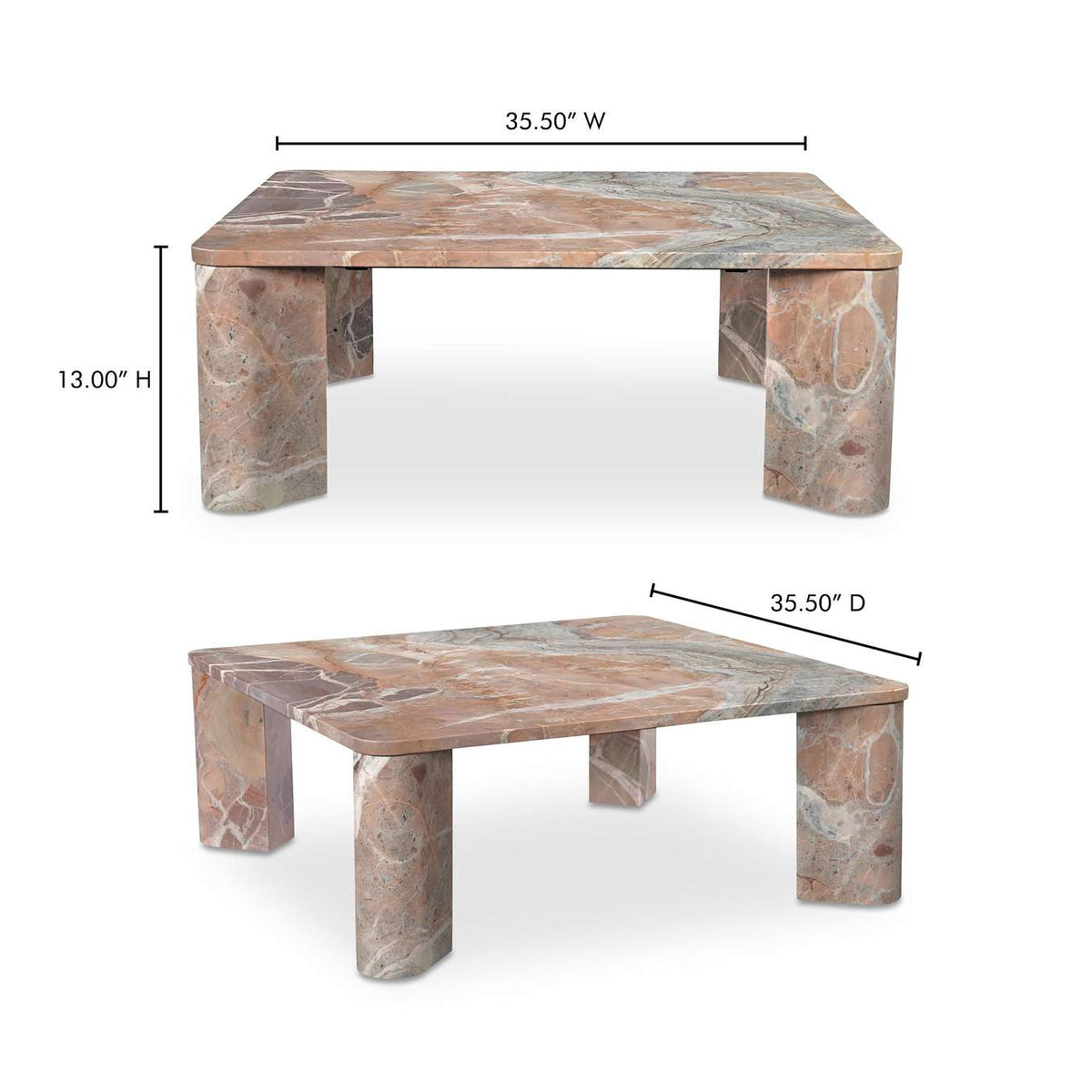 JD-1048-12-0 Segment Coffee Table Orange Levante Marble