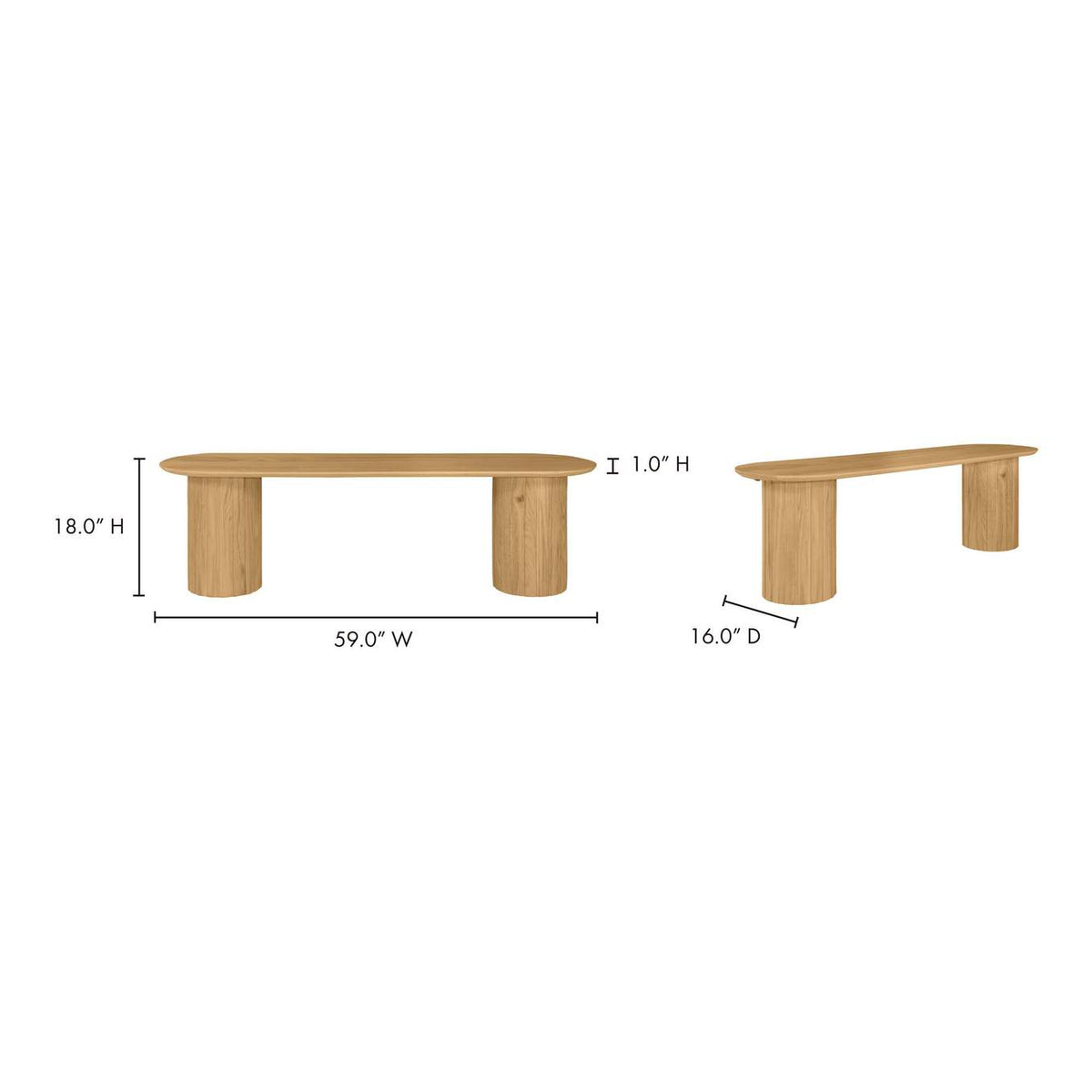 JD-1053-24-0 Povera Dining Bench Natural Oak