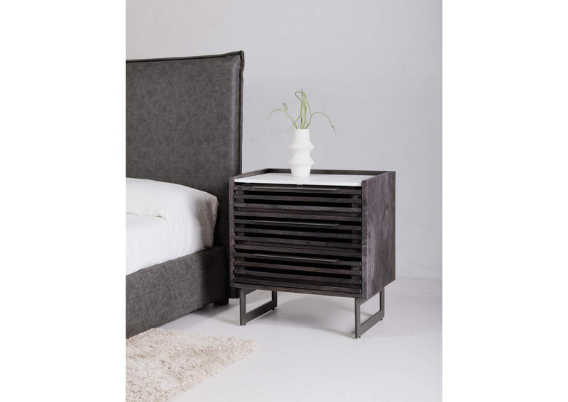 JD-1058-07-0 Paloma 3 Drawer Nightstand Charcoal Grey