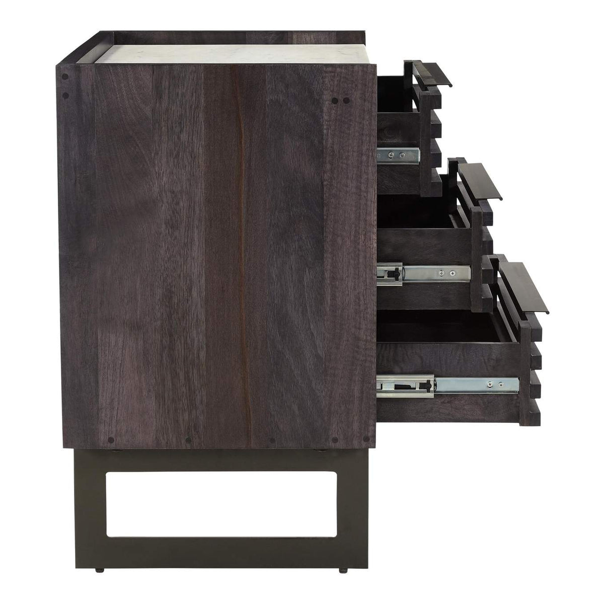 JD-1058-07-0 Paloma 3 Drawer Nightstand Charcoal Grey