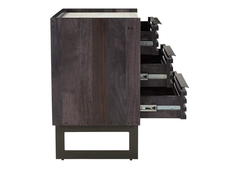 JD-1058-07-0 Paloma 3 Drawer Nightstand Charcoal Grey
