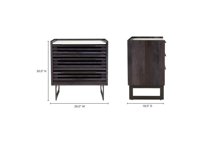 JD-1058-07-0 Paloma 3 Drawer Nightstand Charcoal Grey
