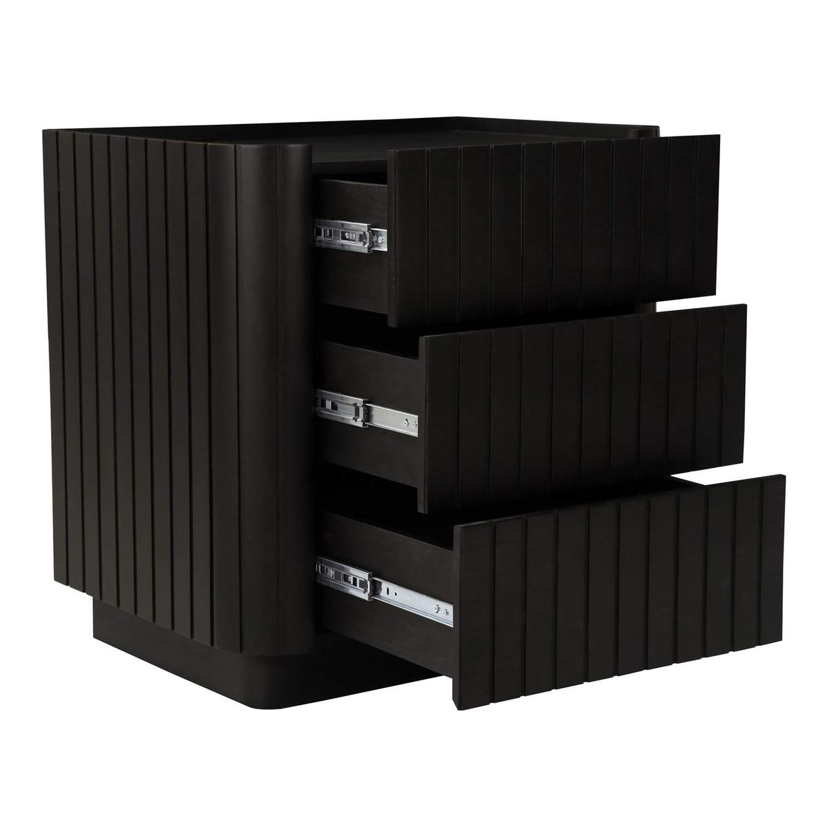 JD-1063-02 Povera 3 Drawer Nightstand Black