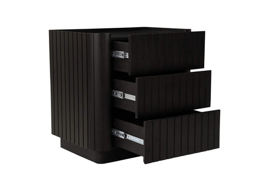 JD-1063-02 Povera 3 Drawer Nightstand Black