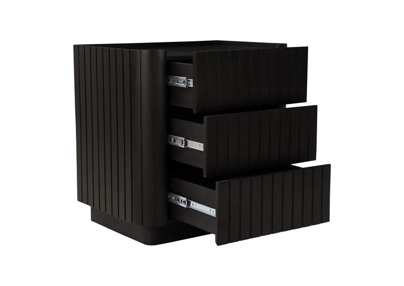 JD-1063-02 Povera 3 Drawer Nightstand Black