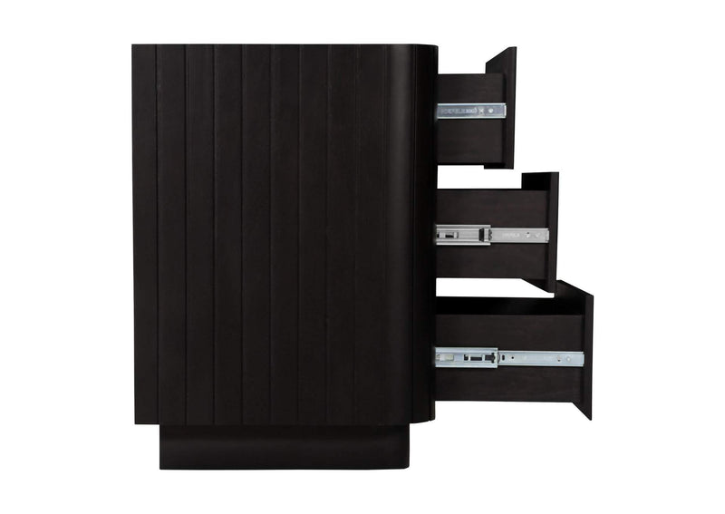 JD-1063-02 Povera 3 Drawer Nightstand Black