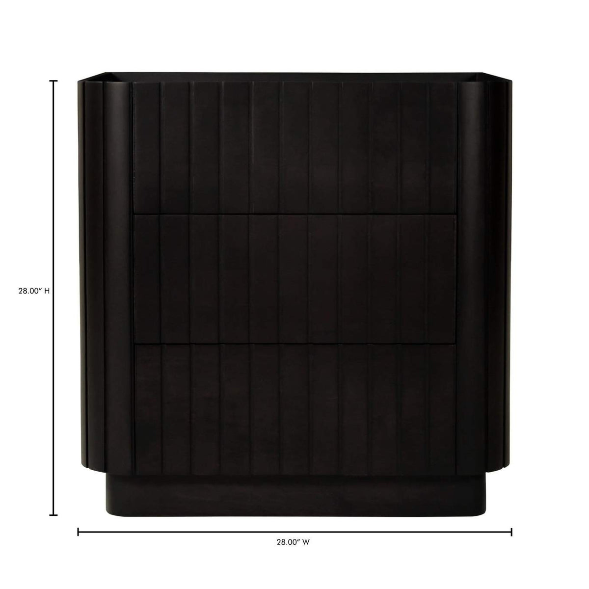 JD-1063-02 Povera 3 Drawer Nightstand Black