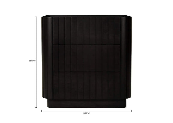 JD-1063-02 Povera 3 Drawer Nightstand Black