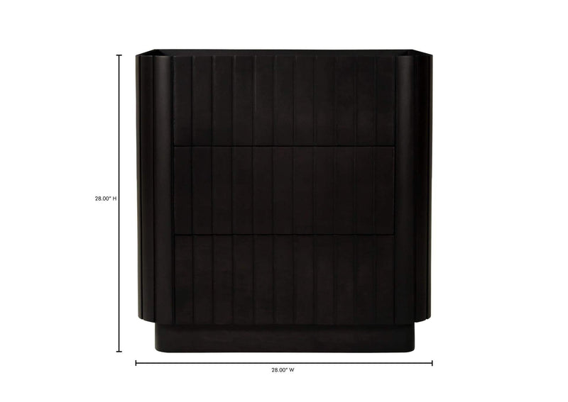 JD-1063-02 Povera 3 Drawer Nightstand Black