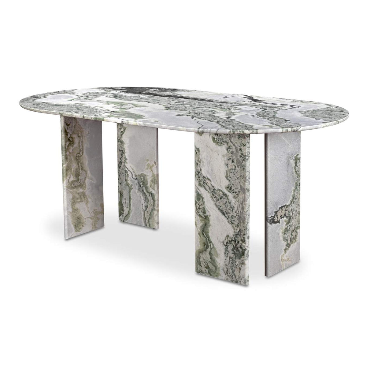 JD-1075-16-0 Celia Oval Dining Table Green Onyx Marble
