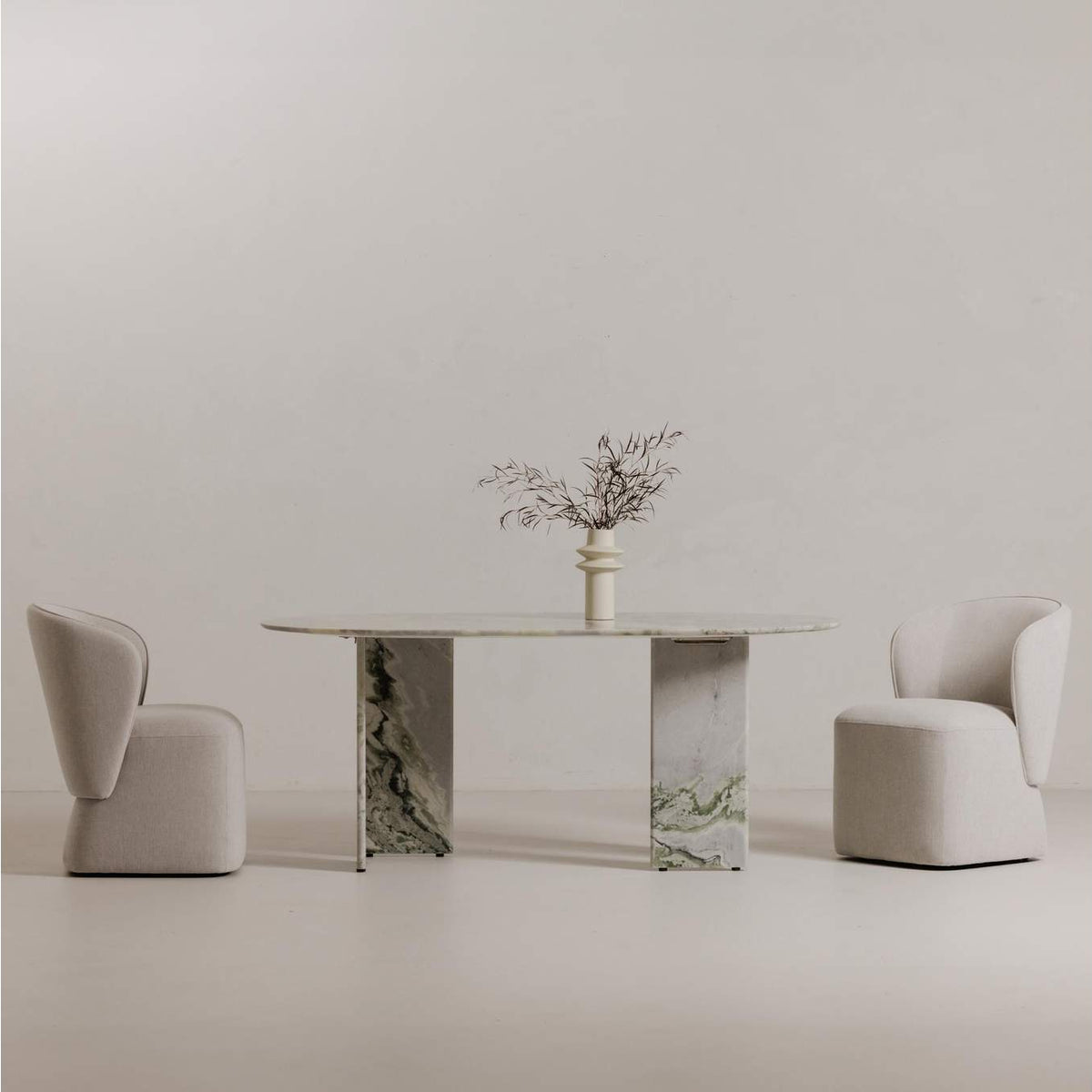 JD-1075-16-0 Celia Oval Dining Table Green Onyx Marble