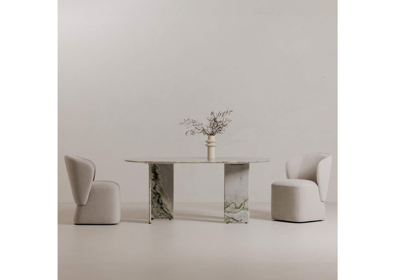 JD-1075-16-0 Celia Oval Dining Table Green Onyx Marble